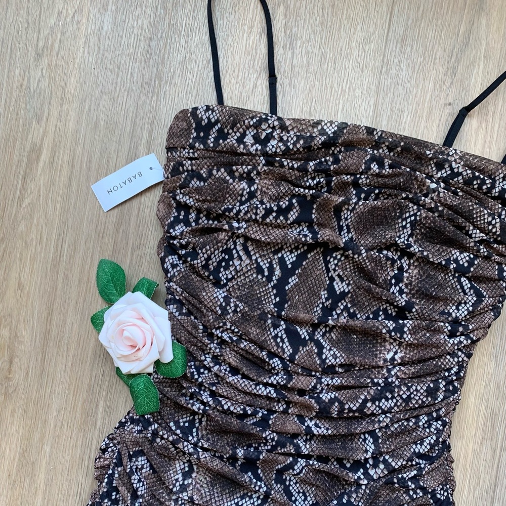 NWT Babaton Luxor Snakeskin Midi Dress